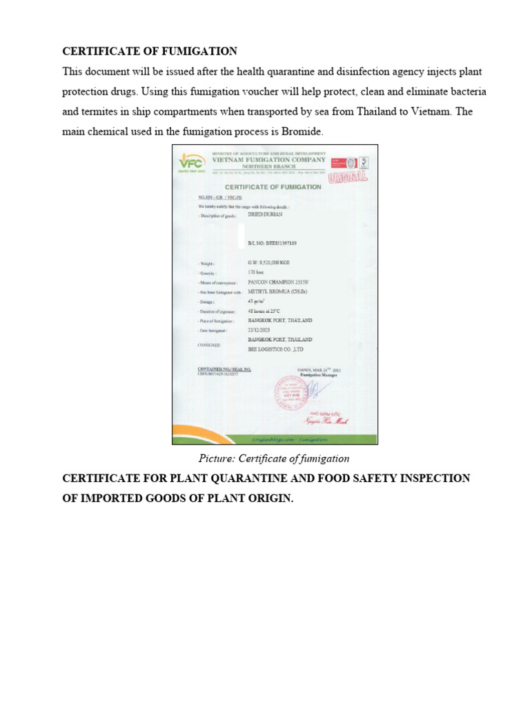 Fumigation Certificate and Tax Calculation | PDF | Taxes | Value Added Tax