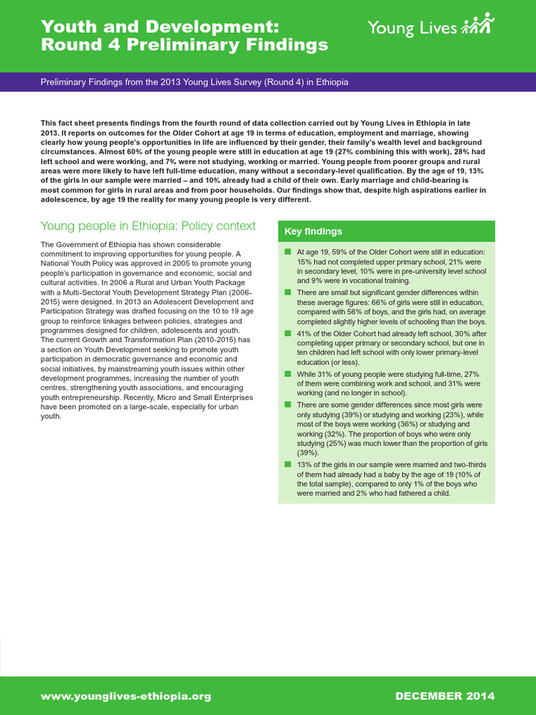ETH Youth&Dev Factsheet | PDF | Family