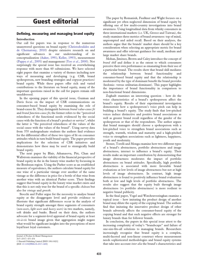 10-1108 - JPBM-06-2017-1485 | PDF | Brand | Brand Management