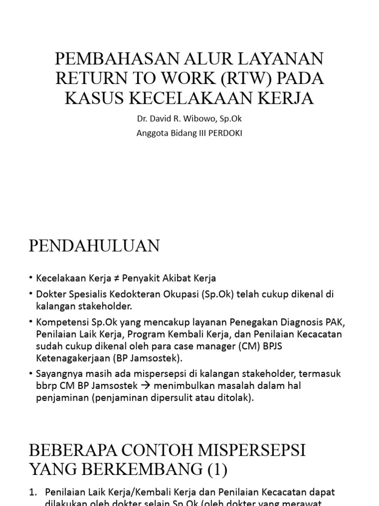 Pembahasan Alur RTW Kasus Kecelakaan Kerja | PDF