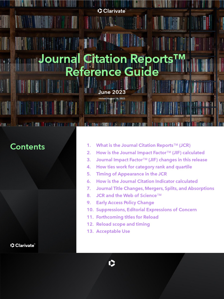 JCR Reference Guide 2023 August Update 1 | PDF | Academic Publishing ...