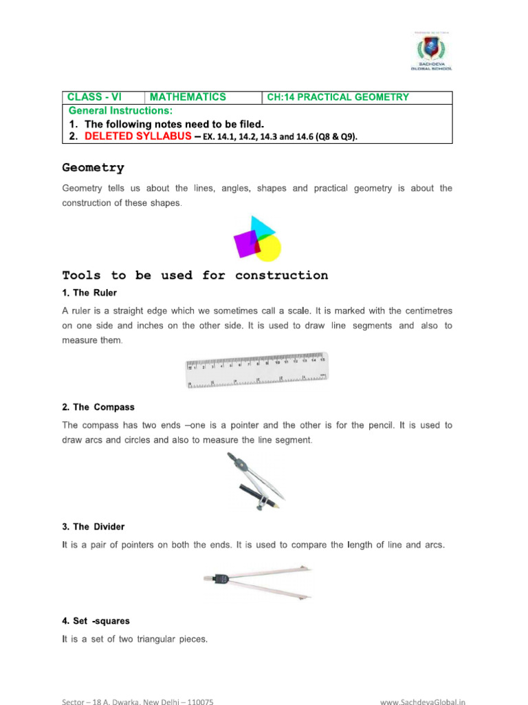 Class-VI Math Notes-13 Practical Geometry | PDF