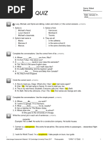 Interchange 1 5TH Edition Quiz Units 1-2