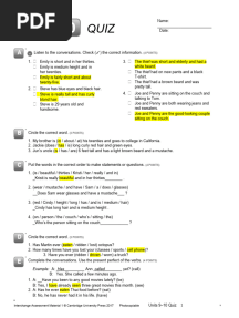 Interchange 1 5TH Edition Quiz Units 9 10