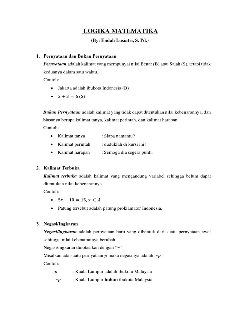 Dasar-Dasar Logika Matematika | PDF | Metode & Bahan Ajar