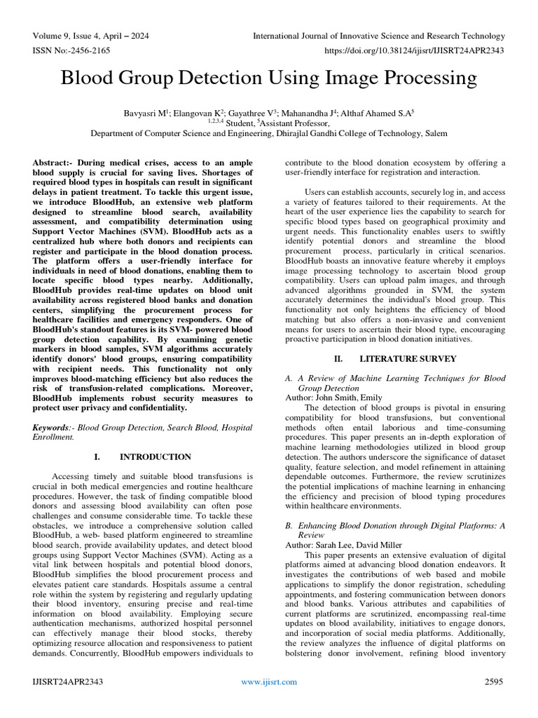 Blood Group Detection Using Image Processing | Download Free PDF ...