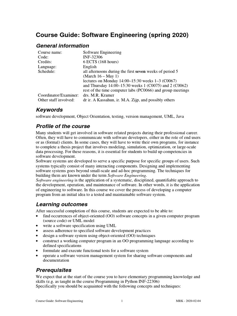 Course Guide in F 32306 Spring 2020 | PDF | Computer Programming ...