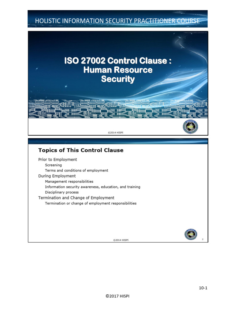10 Human Resource Security | PDF | Information Security | Employment