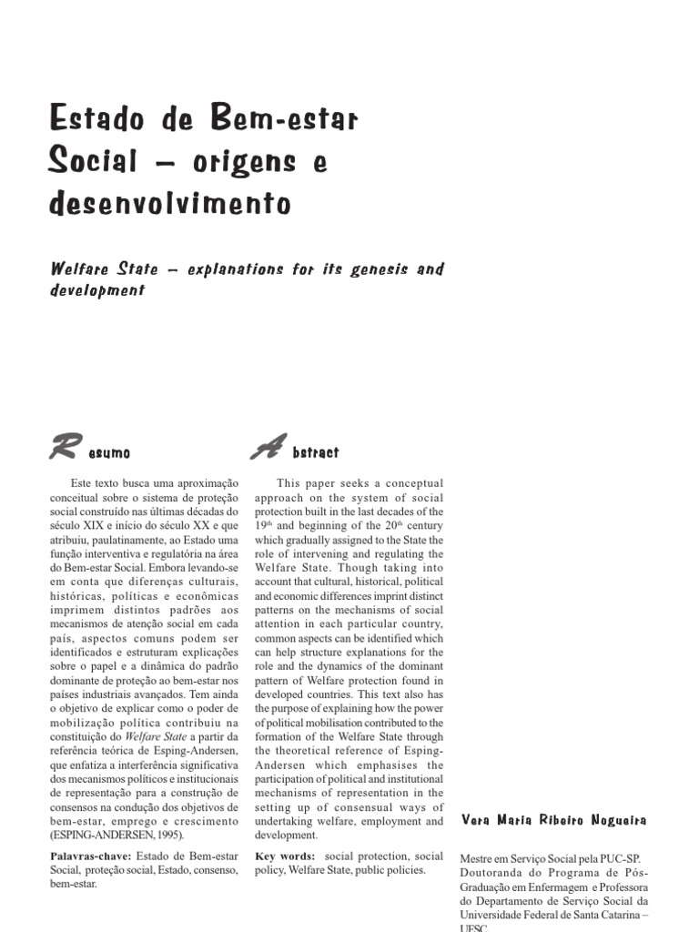 Welfare State | PDF | Estado de bem-estar social | Estado
