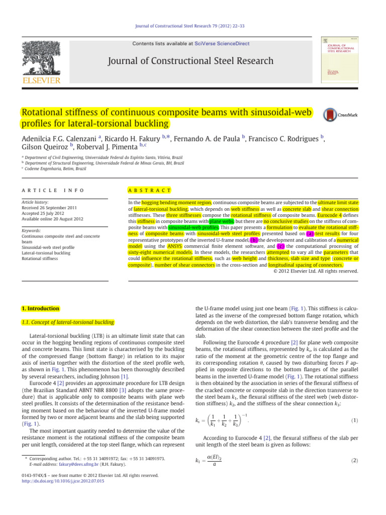 5 Rotational Stiffness of Continuous Composite Beams With Sinusoidal ...