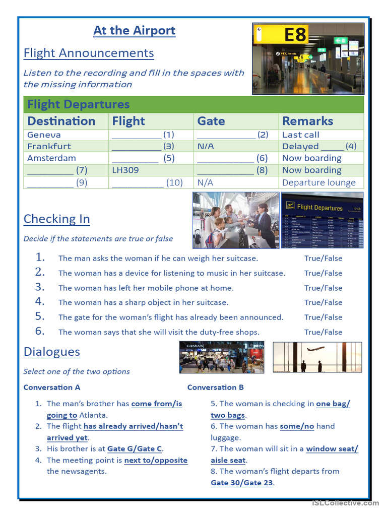 At The Airport Listening Test (A2) | PDF | Aviation