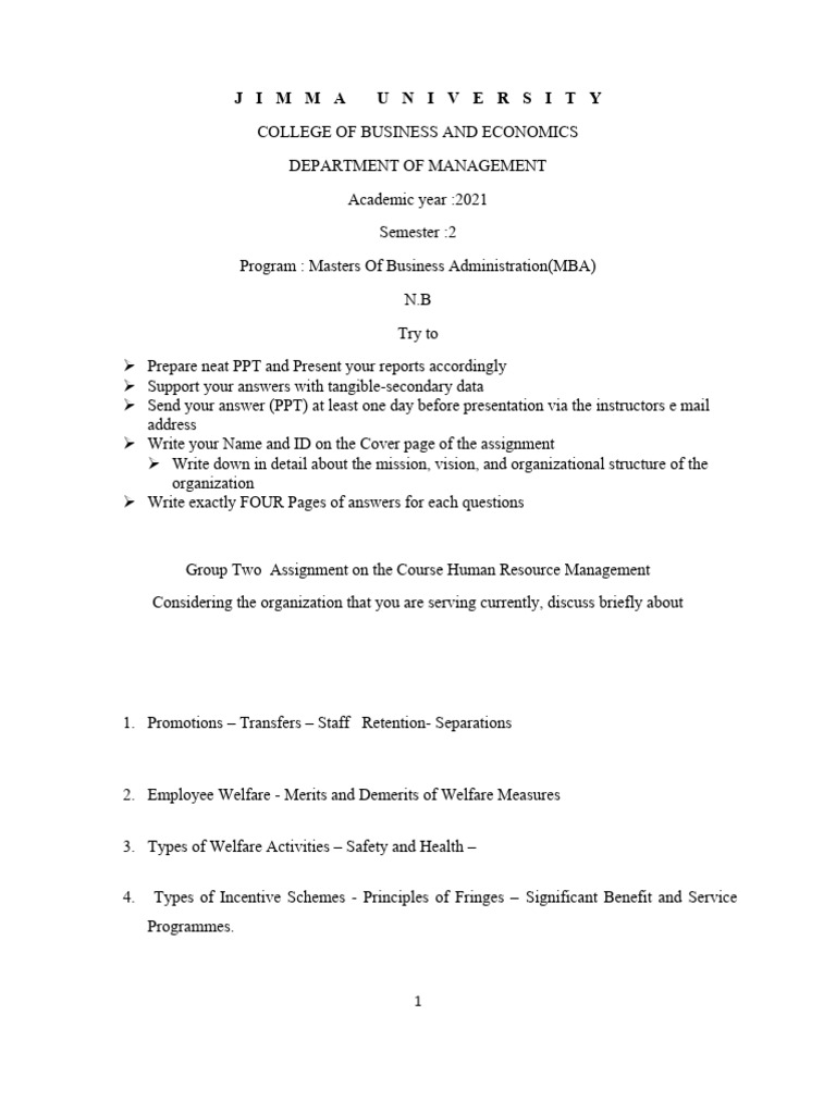 HRM Assignment - Group Two | PDF