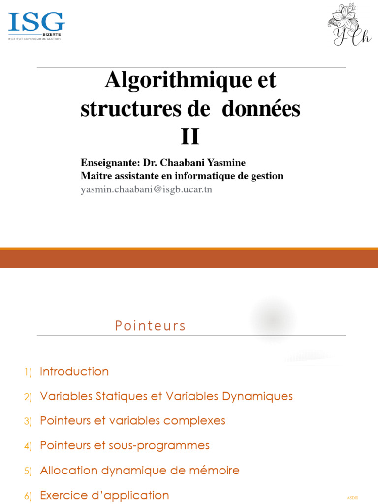 Pointeurs en Algorithmique et ASD II | PDF | Pointeur (programmation ...