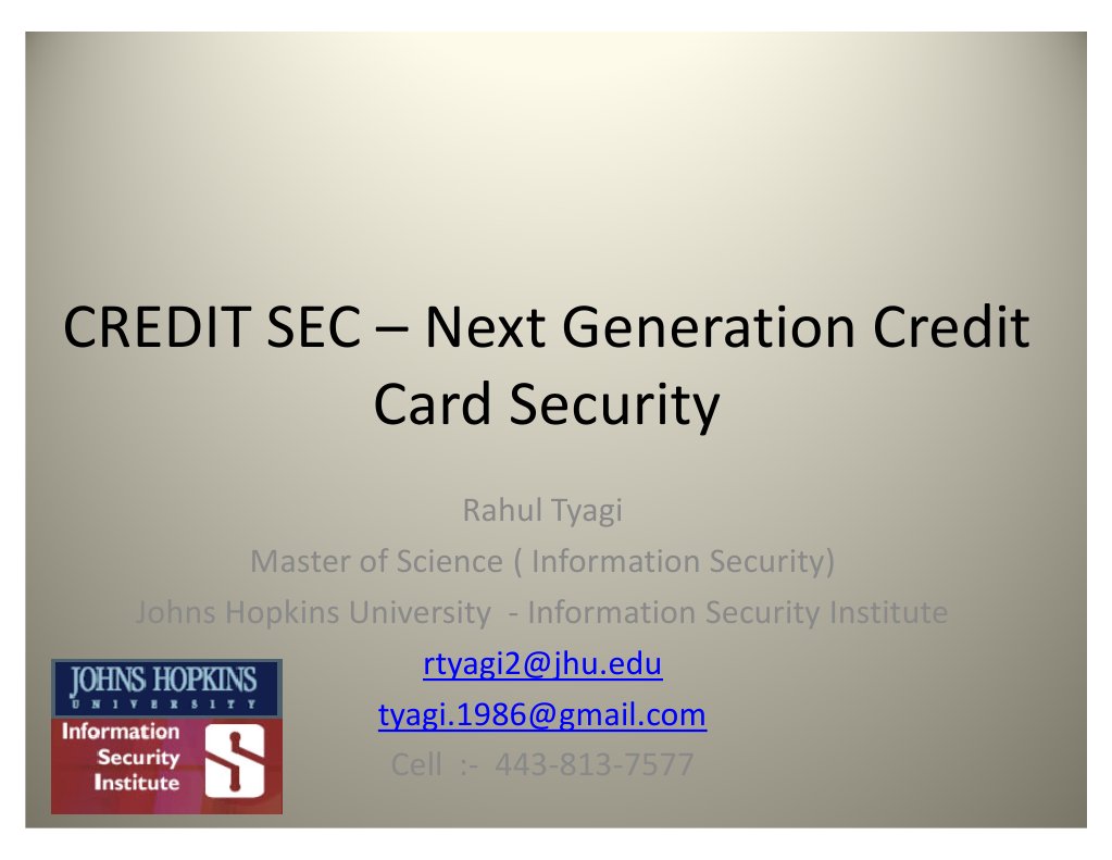 CREDIT SEC - Next Generation Credit Card Security | PDF | Applications ...