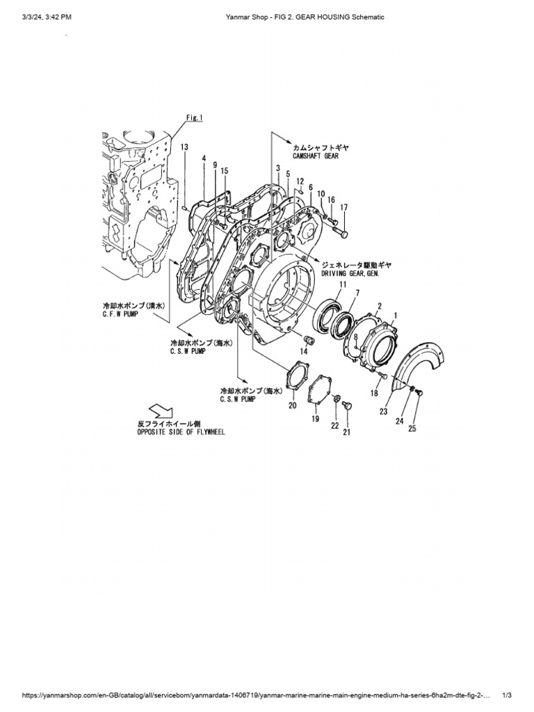 Yanmar 6HA2M-DTE Gear Housing Parts List | PDF | Mechanical Engineering