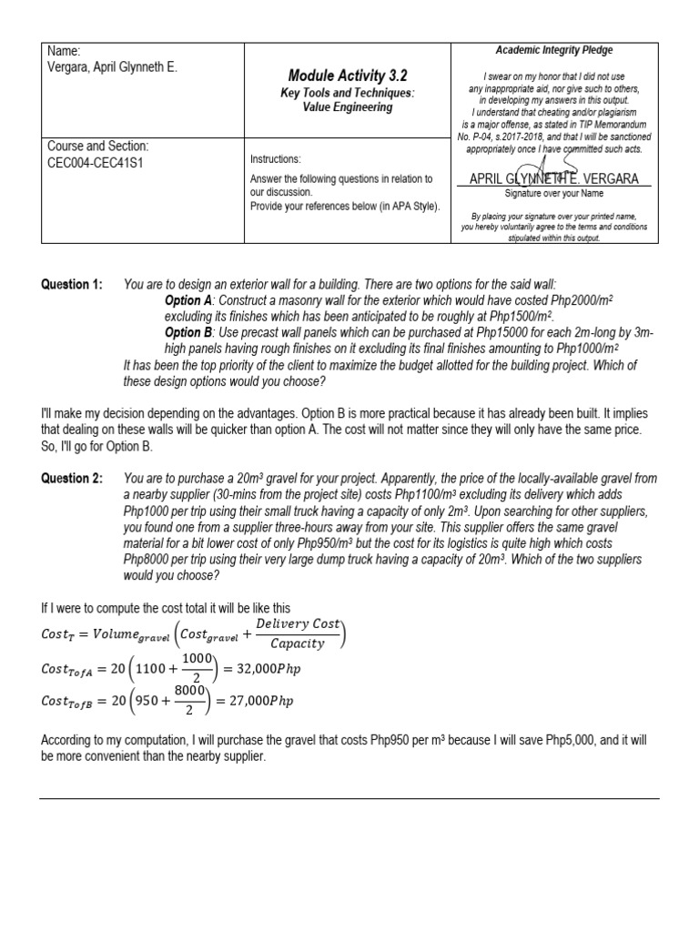 Vergara CEC004 Module Activity 3.2 | PDF | Business