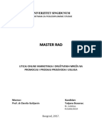 Master Rad: Departman Za Poslediplomske Studije