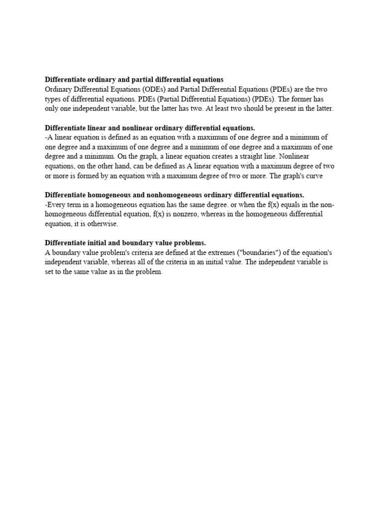 Ordinary vs Partial Differential Equations | PDF