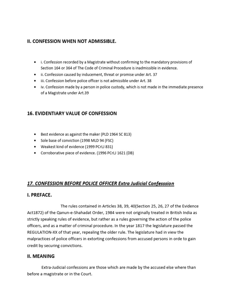 Admissibility of Police Confessions | PDF | Confession (Law) | Evidence ...