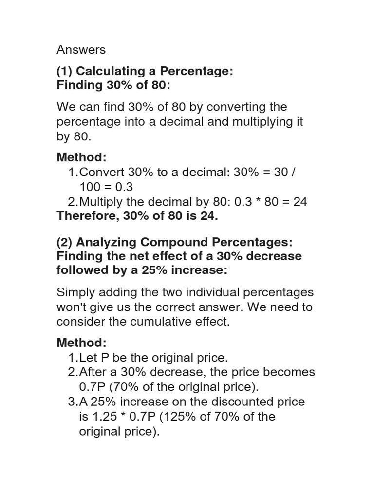Percentage Calculations and Revenue Analysis | PDF | Teaching Methods ...