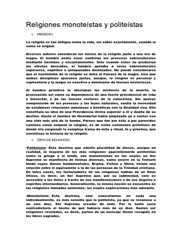 Monoteísmo y politeísmo en religiones | PDF | Jesús | Politeísmo