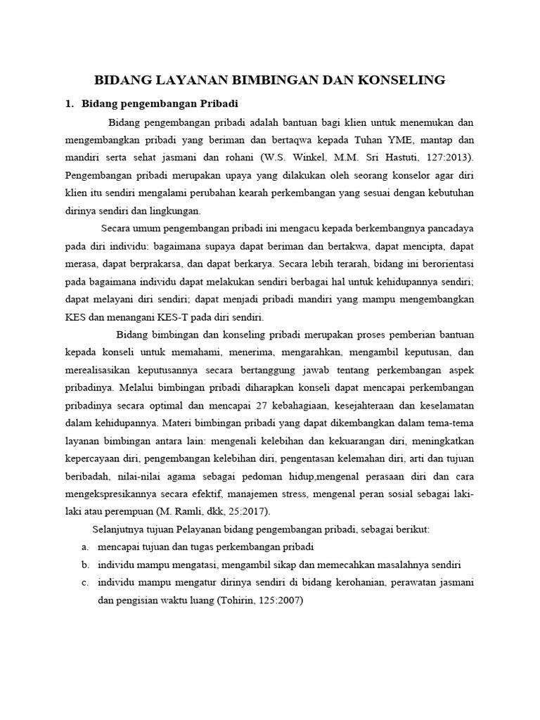 Bidang Layanan Bimbingan Dan Konseling | PDF | Karier & Perkembangan ...