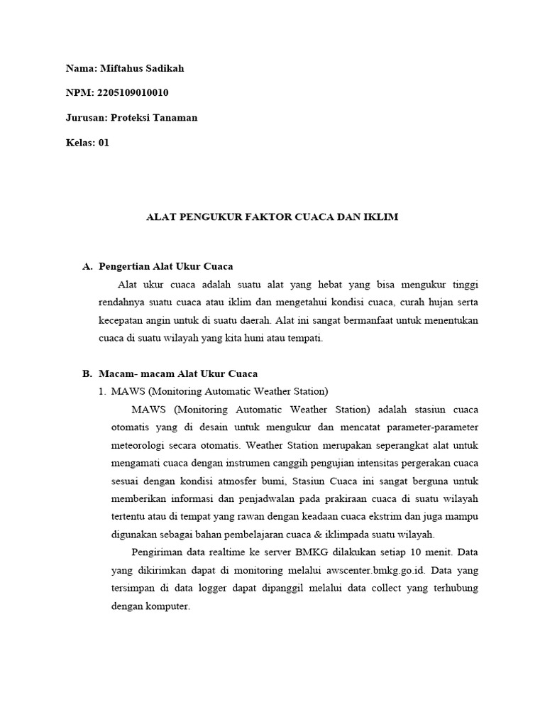 Alat Pengukur Faktor Cuaca Dan Iklim | PDF