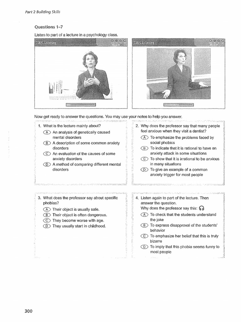 Listening Section Practice Test | PDF | Anxiety Disorder | Phobia