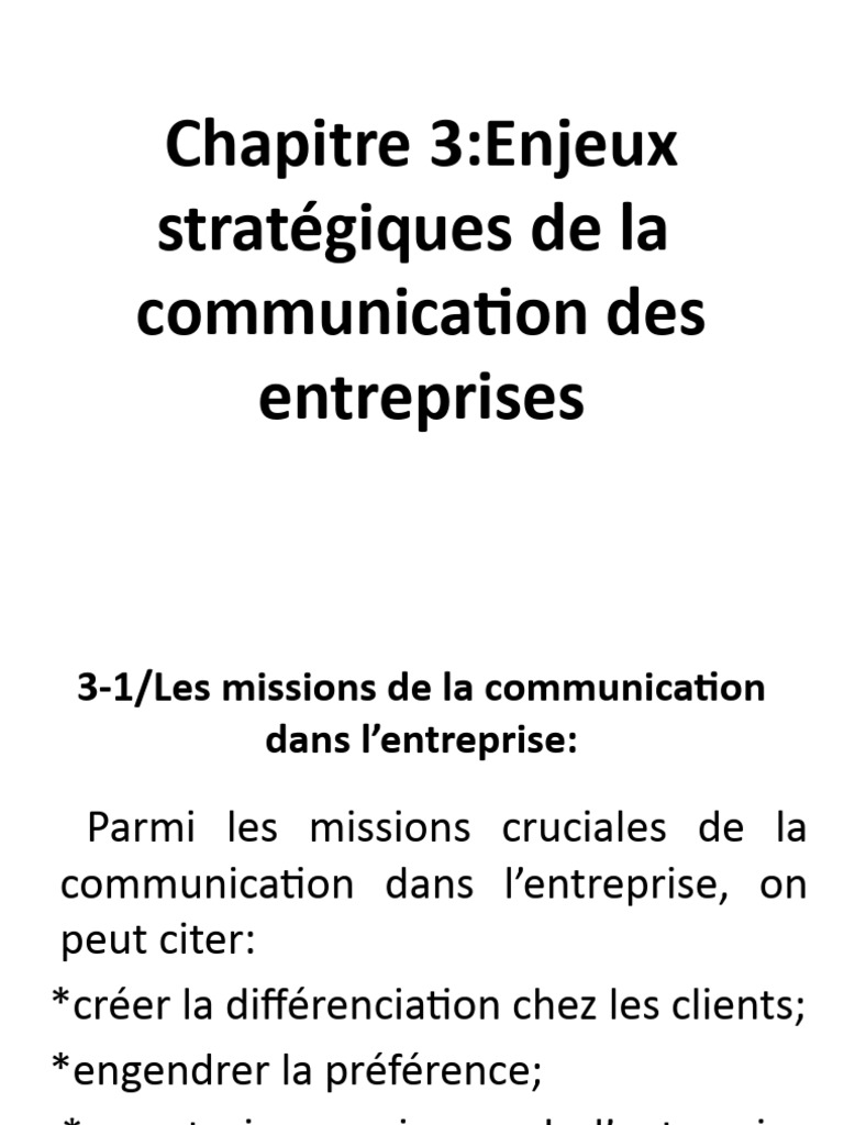 Enjeux stratégiques de la communication | PDF | la communication | Business