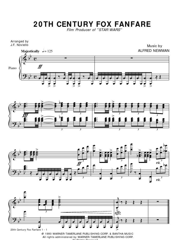 20th Century Fox Fanfare Piano | Leisure | Entertainment (General)