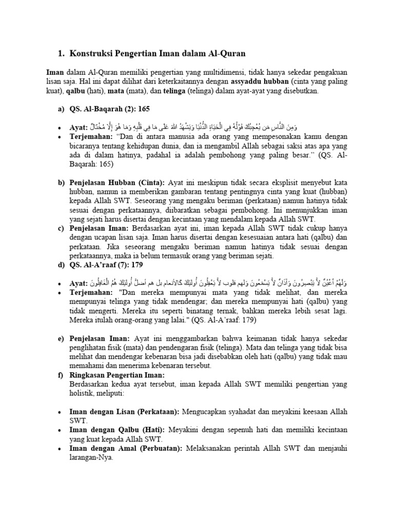 Konstruksi Pengertian Iman Dalam Al | PDF