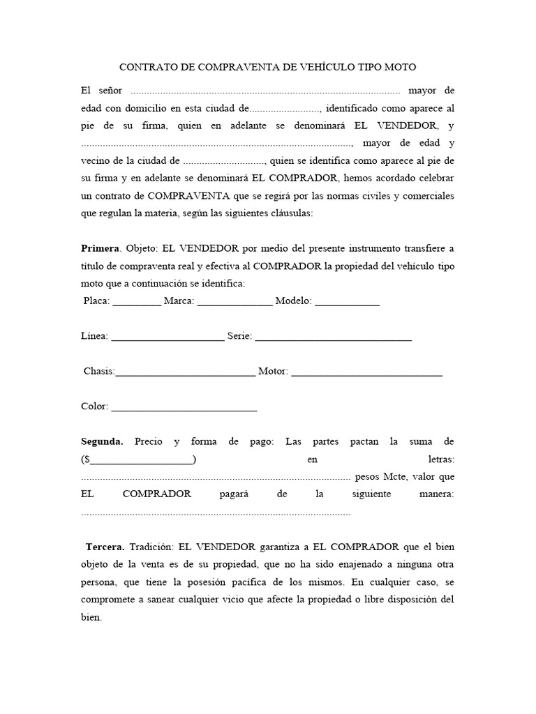 Contrato de Compraventa de Moto | PDF | Derecho privado
