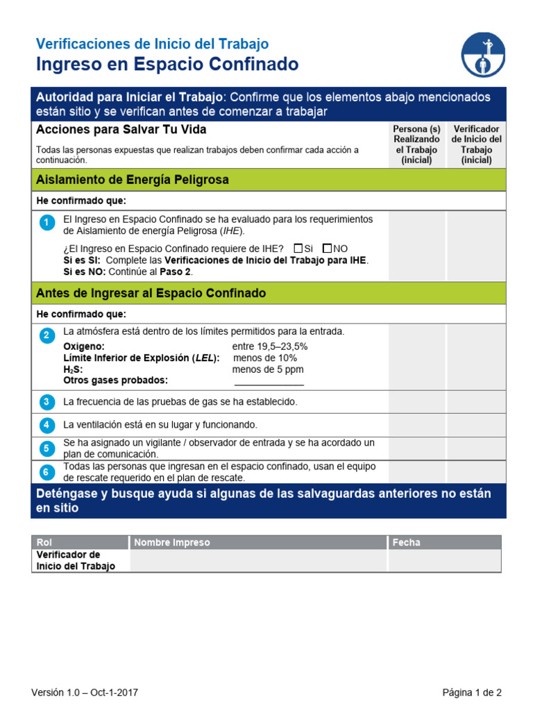 Verificaciones para Espacio Confinado | PDF | Tecnología