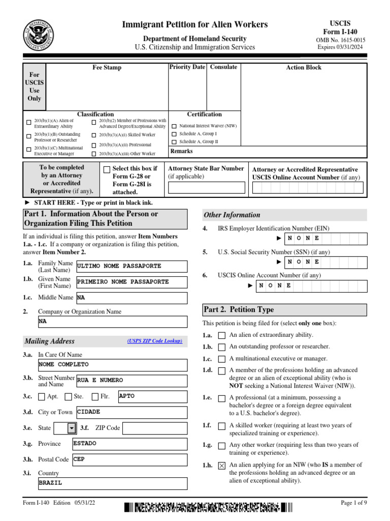I 140 template consular pdf immigration united states nationality law