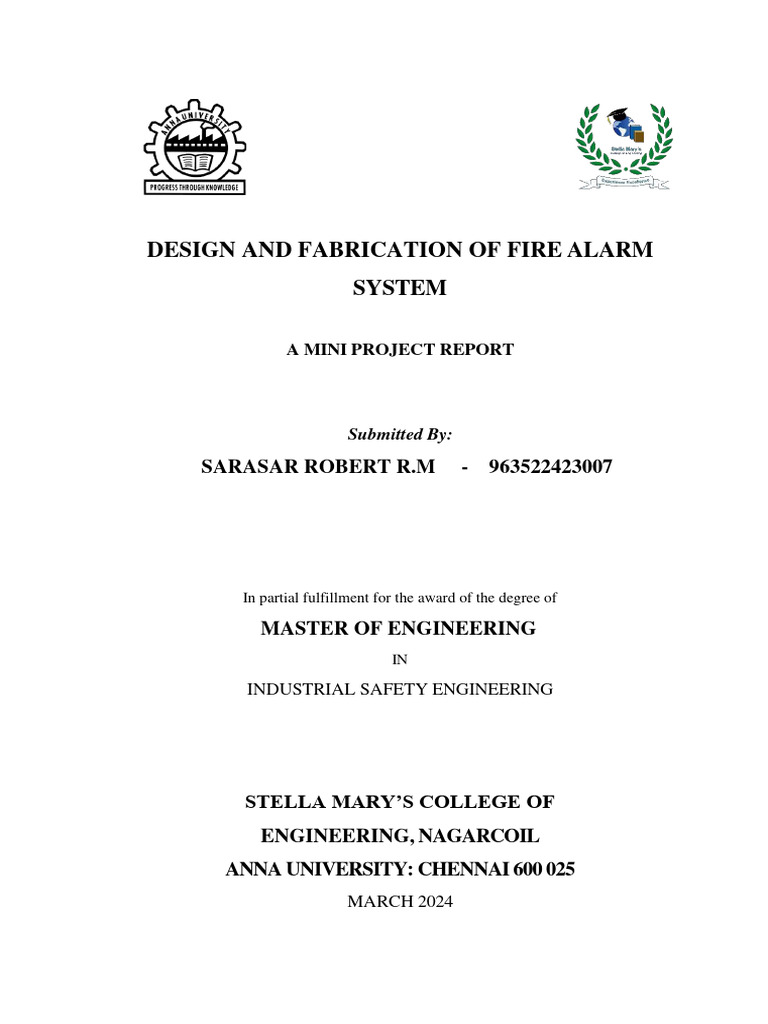 Fire Alarm System Design Project Report | PDF | Security Alarm | Fires