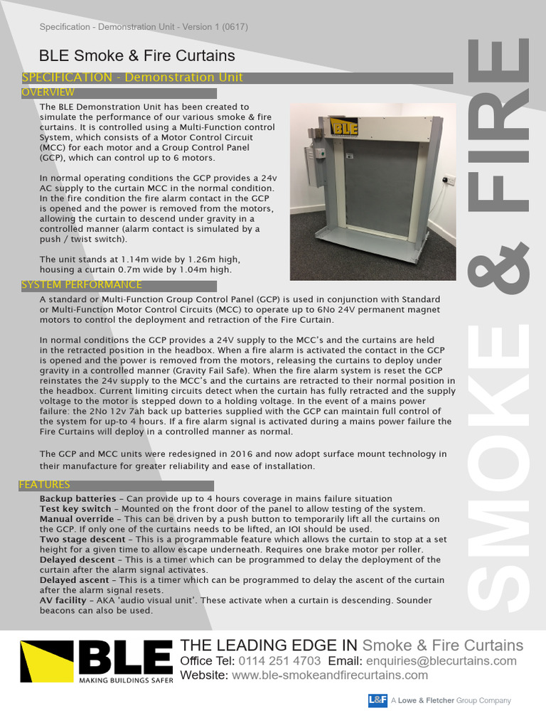 BLE Smoke & Fire Curtain Specs | PDF | Electromagnetism | Electricity