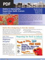 District 5 Newsletter Supervisor Keith Carson: Pprreeppaarriinngg Ffoorr Bbaacckk Ttoo Sscchhooooll