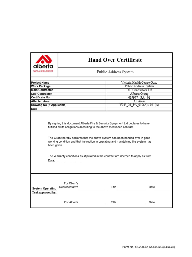 Victoria Health Centre Public Address Testsheets PDF Amplifier