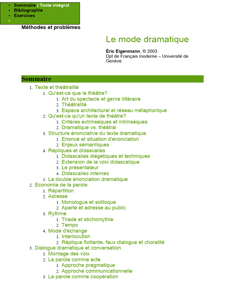 Poétique du texte dramatique | PDF | Théâtre