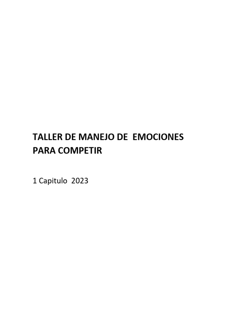 Taller de Manejo de Emociones para Competir | PDF | Las emociones | Ira