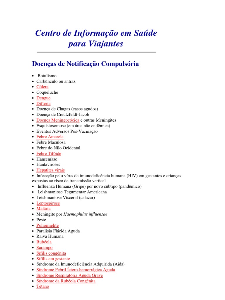 doenças de notificação compulsoria Febre Amarela Gripe Free 30day Trial Scribd
