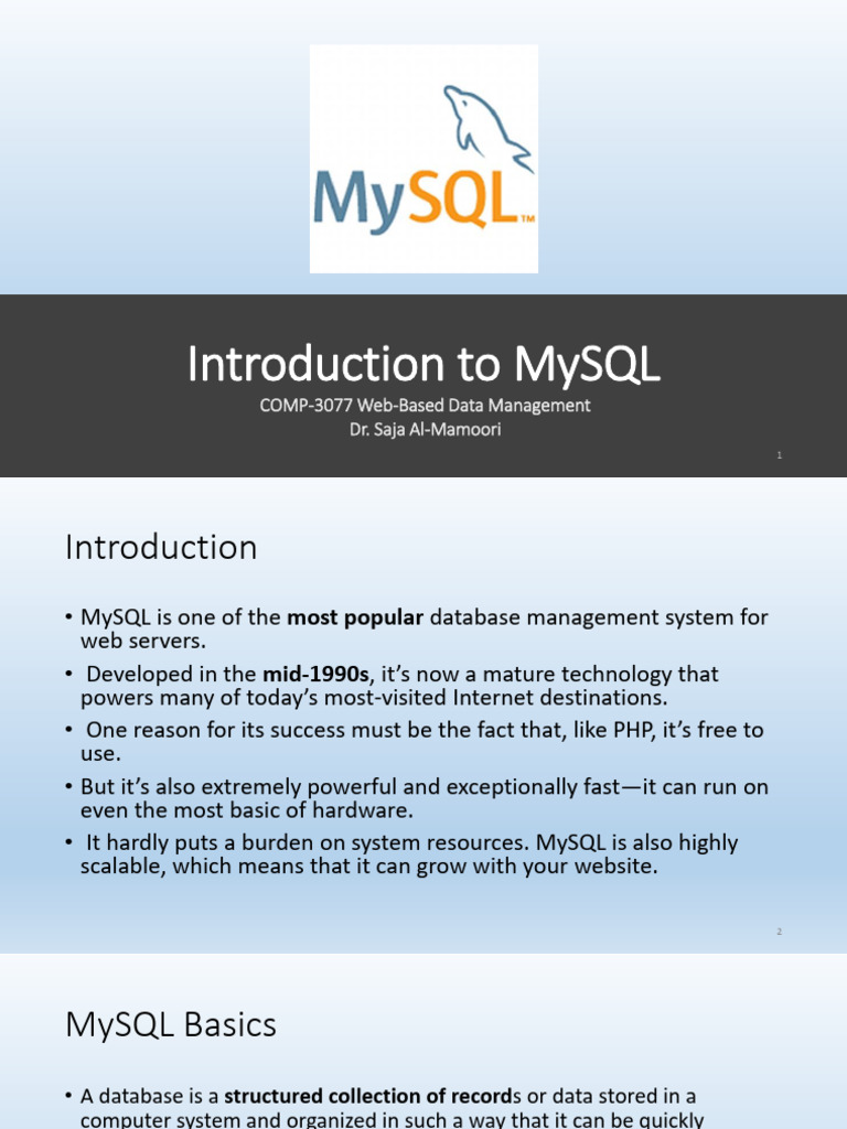 5.introduction To MySQL | PDF | Database Index | Databases