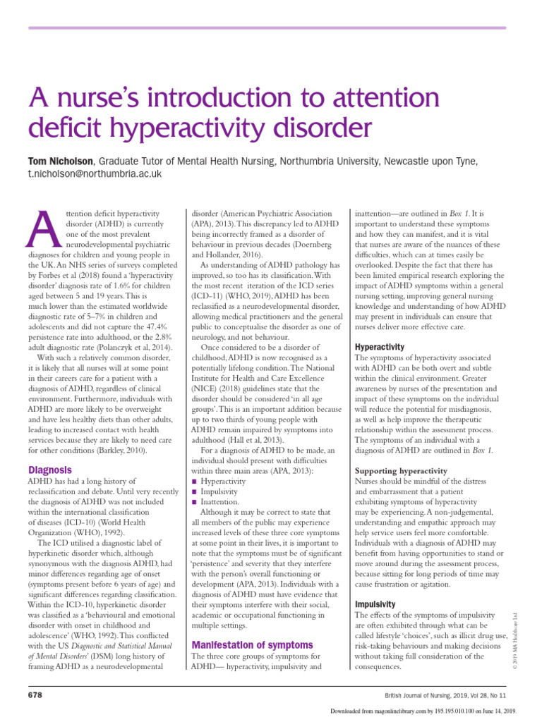 Understanding ADHD in Nursing Care | PDF | Attention Deficit ...