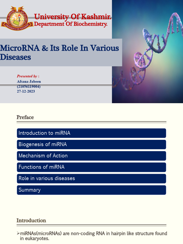 Role of MicroRNA in Disease Mechanisms | PDF | Micro Rna | Messenger Rna