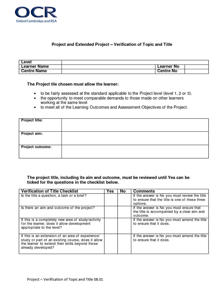 Verification of topic and title pdf
