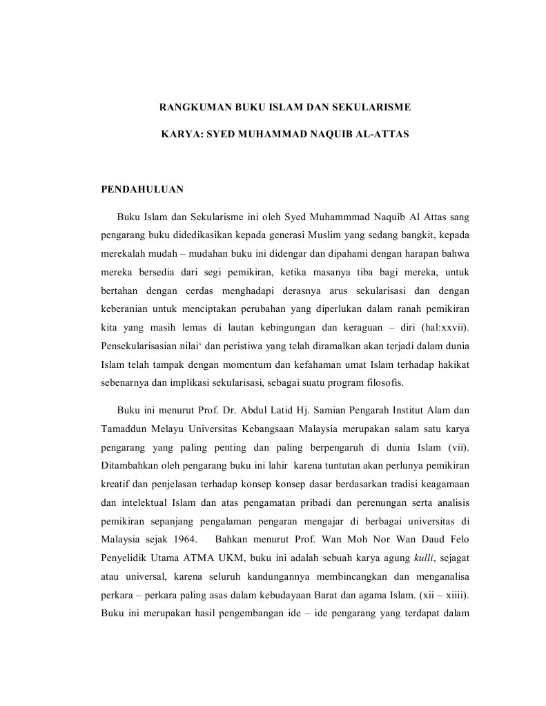 Rangkuman Islam Dan Sekularisme Ipk Pdf