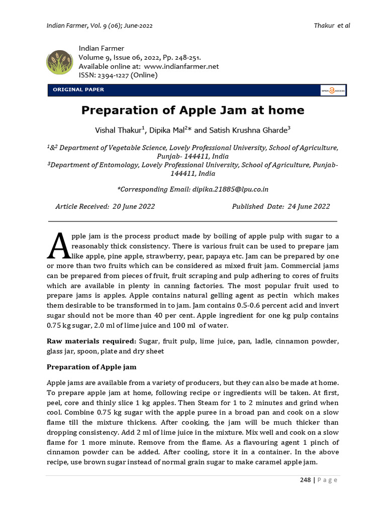 Jam Preparation Pdf Fruit Preserves Food Science