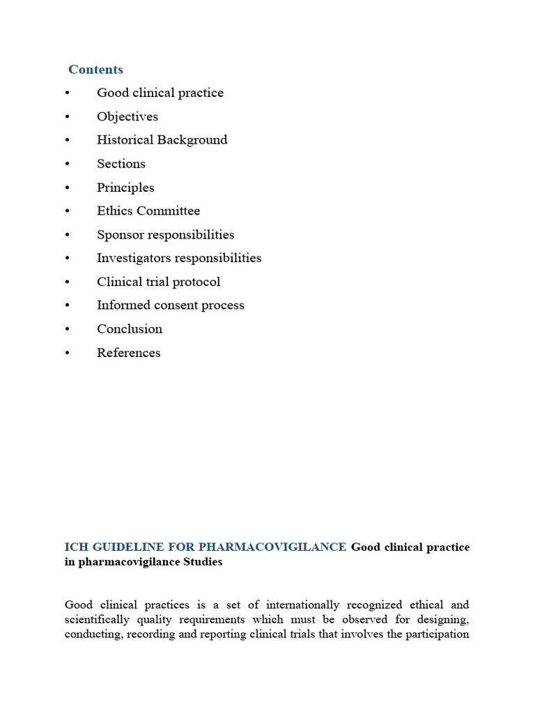 Good Clinical Practice in Pharmacovigilance Studies | Download Free PDF ...