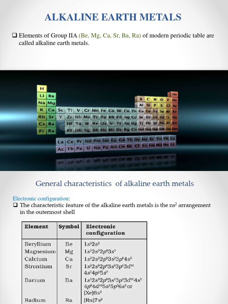 Alkaline Earth Metals | PDF | Magnesium | Calcium