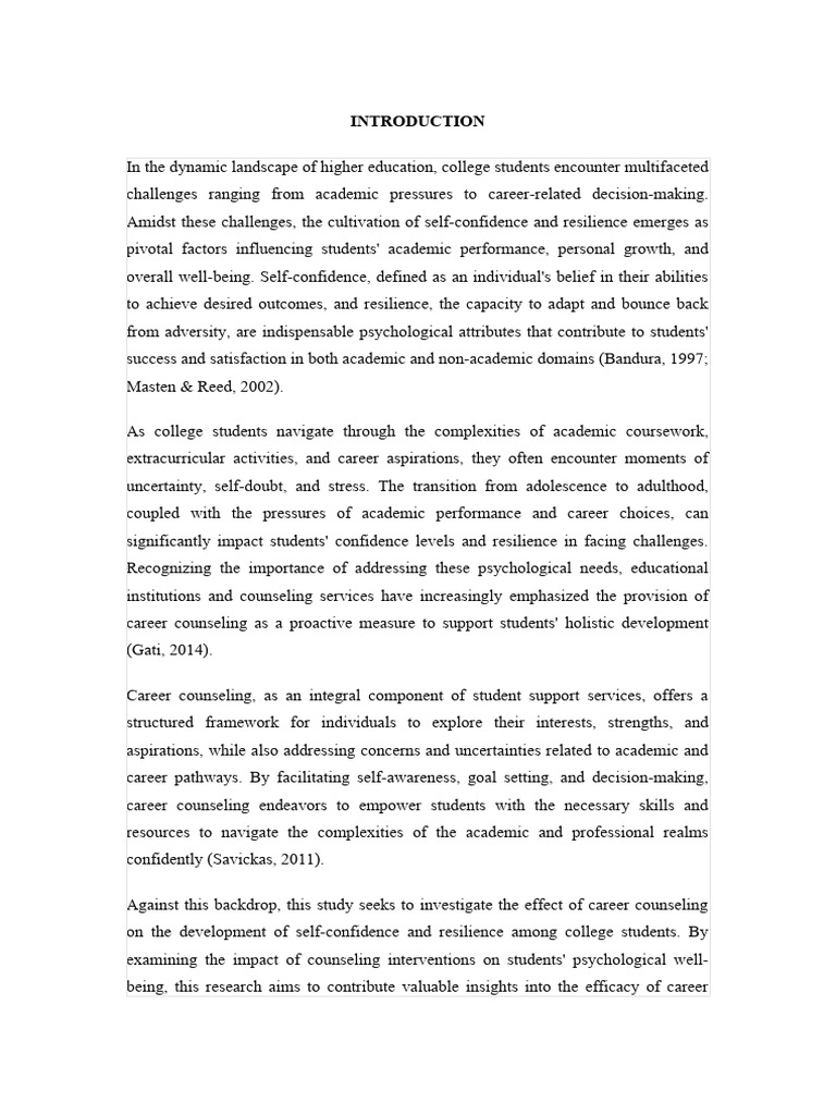 Impact of Career Counseling on Resilience | PDF | Psychological ...